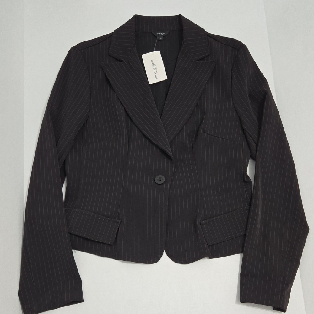 Zinc Vintage Black Blazer With Red Pinstripes - Size L - NEW